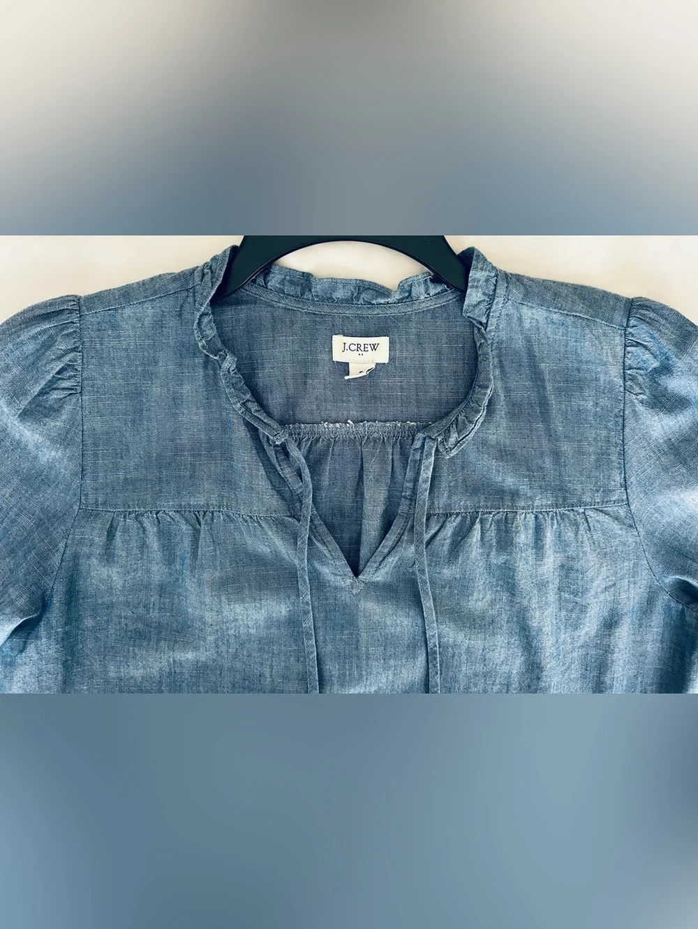J. Crew Chambray Blue V-Neck Peasant Tunic